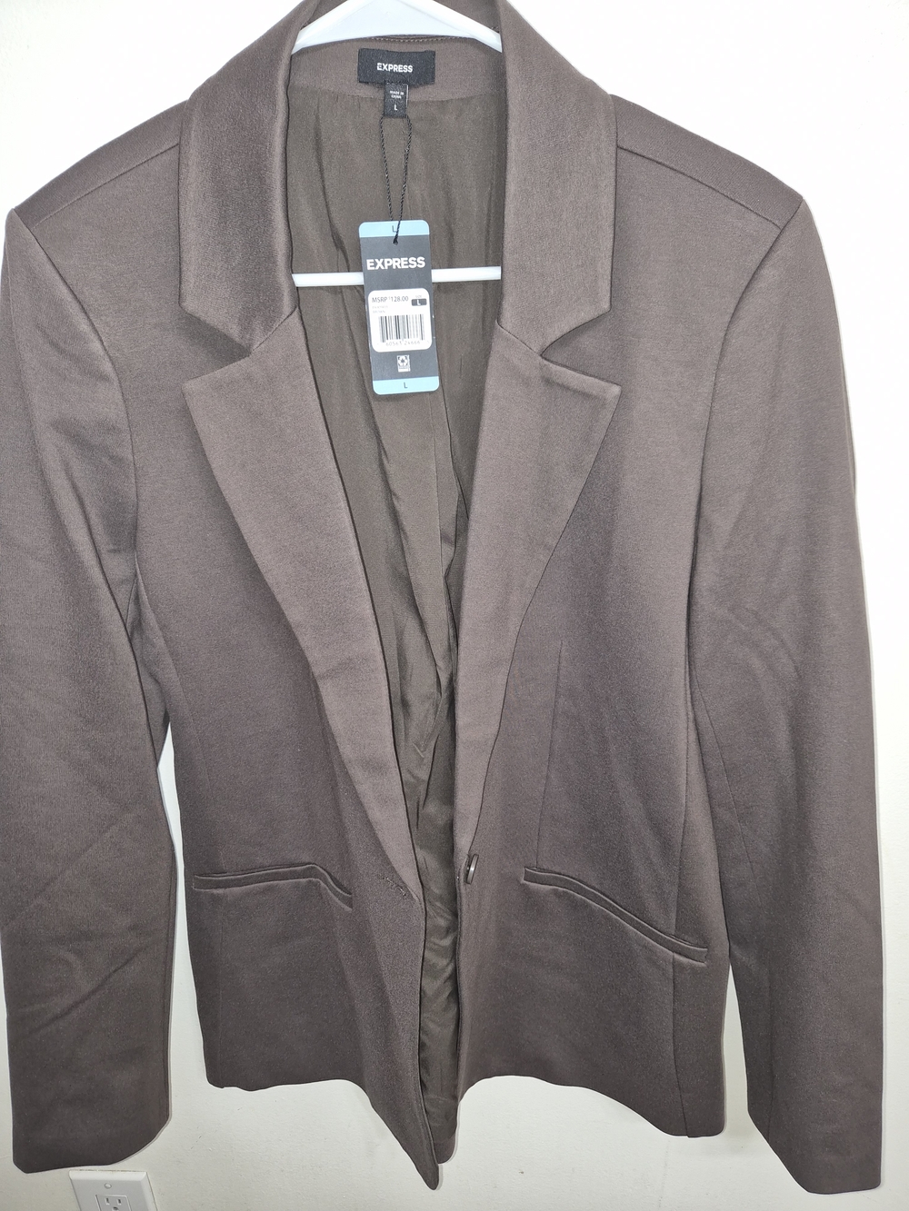 Express Taupe/Brown Single-Button Blazer